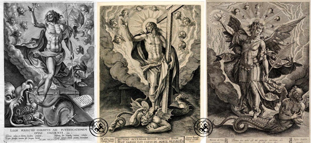 Cristo-tirunfante-y-San-Miguel-con-Lucifer-en-Martin-de-Vos-y-Wierix